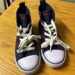 Polo Ralph Lauren High Top Sneakers with Red Ponies Size Kids 3